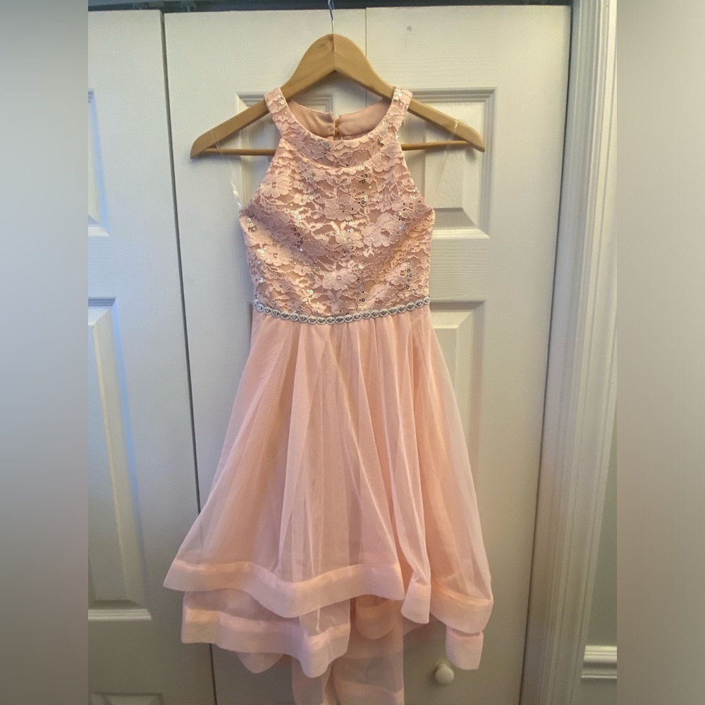 Elegant Pink Lace Kids Dress